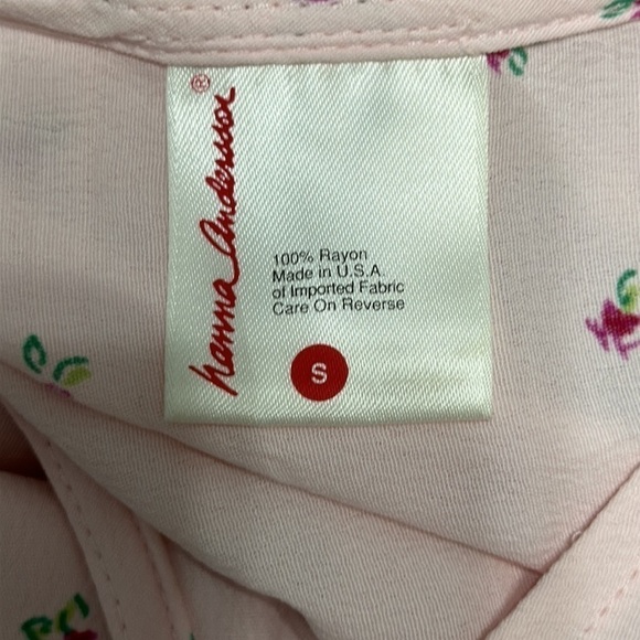 Hanna Andersson Maxi Dress Womens Large Floral Pink Short Sleeve Rayon USA Vtg - Picture 9 of 10